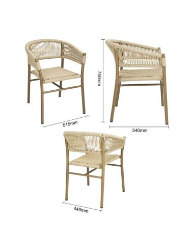 Fauteuils en corde naturelle tressée Bolero Florence (lot de 2)