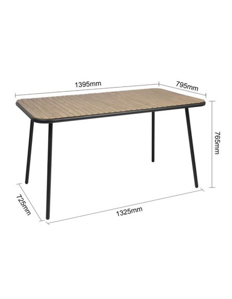 Table rectangulaire effet bois Bolero Santorini 1400mm