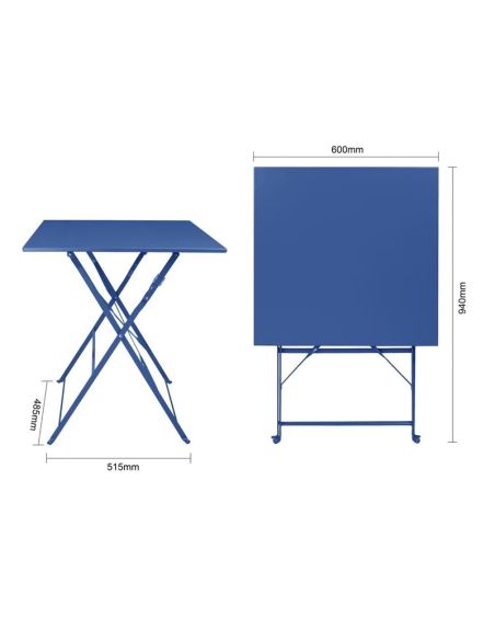 Table de terrasse carrée Bolero Perth bleu marine foncé