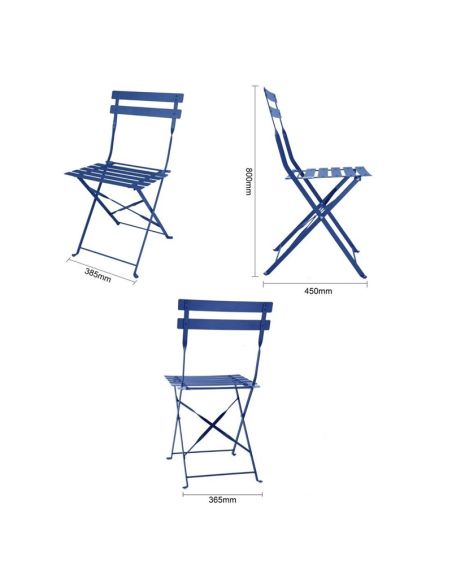 Chaises de terrasse pliantes Bolero Perth bleu marine foncé (lot de 2)