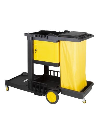 Chariot de nettoyage avec armoire verrouillable Jantex noir