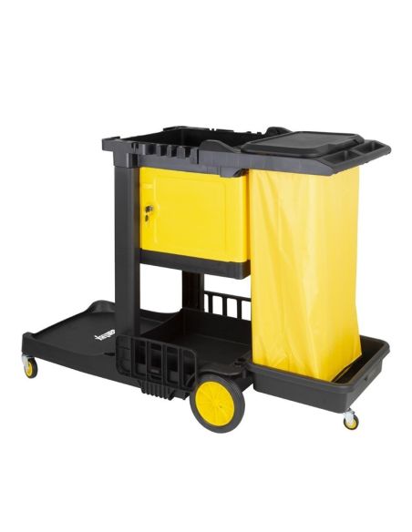 Chariot de nettoyage avec armoire verrouillable Jantex noir
