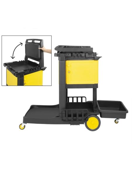 Chariot de nettoyage avec armoire verrouillable Jantex noir