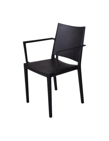 Fauteuils d'extérieur en polypropylène empilables Florence noirs (lot de 4)