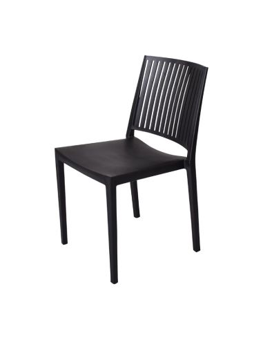 Chaises d'extérieur en polypropylène empilables Baltimore noires (lot de 4)