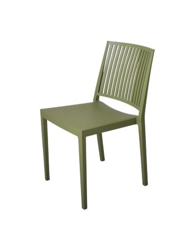 Chaises d'extérieur en polypropylène empilables Baltimore vert olive (lot de 4)