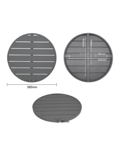 Plateau de table rond en aluminium Bolero gris foncé 580 mm