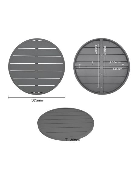 Plateau de table rond en aluminium Bolero gris foncé 580 mm
