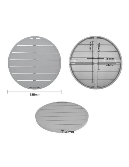 Plateau de table rond en aluminium Bolero gris clair 580 mm