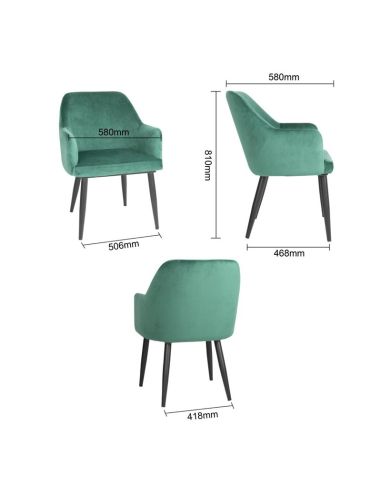Chaises en velours Bolero Lia vertes (lot de 2)