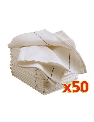 Offre spéciale : Torchons de service en polycoton Vogue (lot de 50)