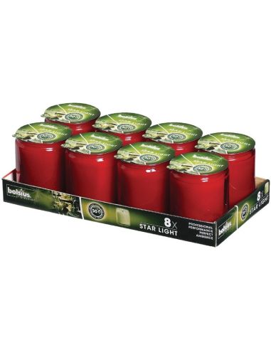 Bougies-verre Bolsius Starlight rouges (lot de 8)