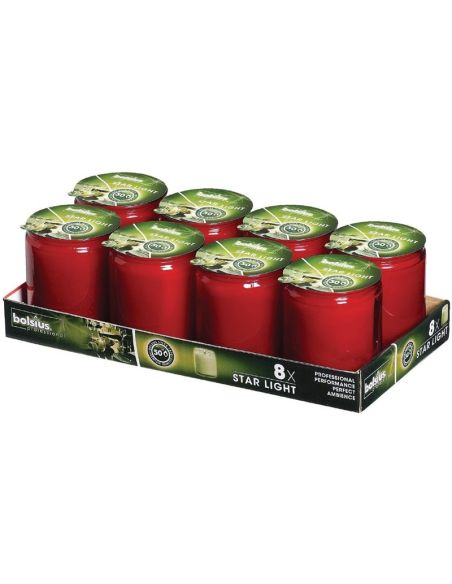 Bougies-verre Bolsius Starlight rouges (lot de 8)