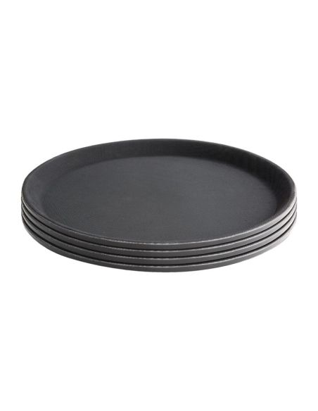 Offre spéciale : Lot de 6 plateaux ronds antidérapants en polypropylène Olympia Kristallon