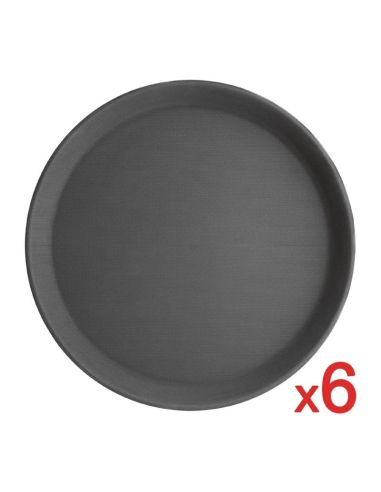 Offre spéciale : Lot de 6 plateaux ronds antidérapants en polypropylène Olympia Kristallon