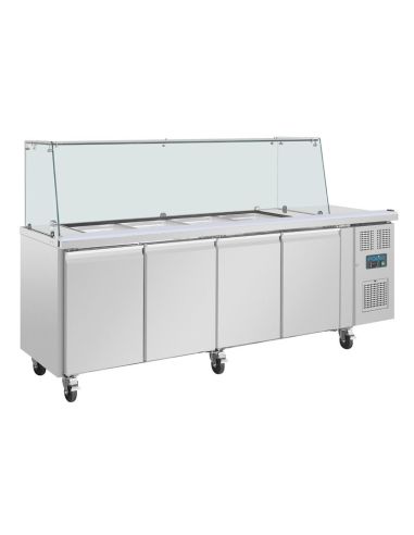 Comptoir à salade GN avec pare-haleine carré Polar Série U 4 portes