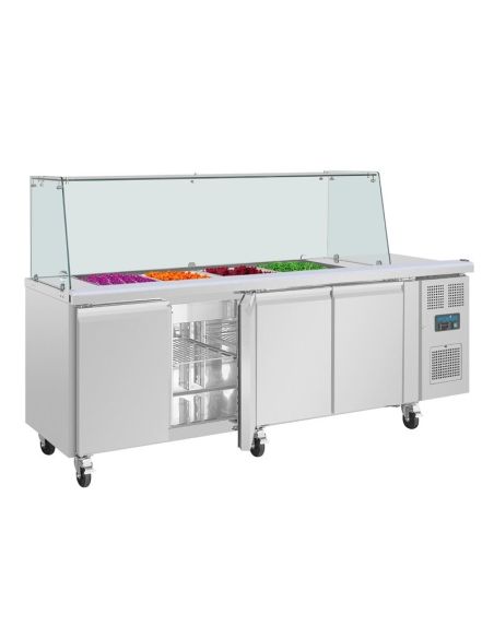 Comptoir à salade GN avec pare-haleine carré Polar Série U 4 portes