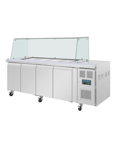 Comptoir à salade GN avec pare-haleine carré Polar Série U 4 portes