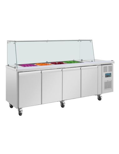 Comptoir à salade GN avec pare-haleine carré Polar Série U 4 portes
