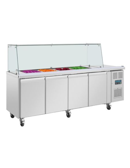 Comptoir à salade GN avec pare-haleine carré Polar Série U 4 portes