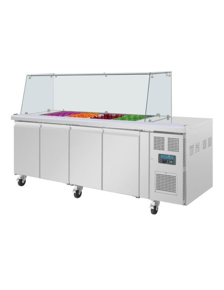 Comptoir à salade GN avec pare-haleine carré Polar Série U 4 portes