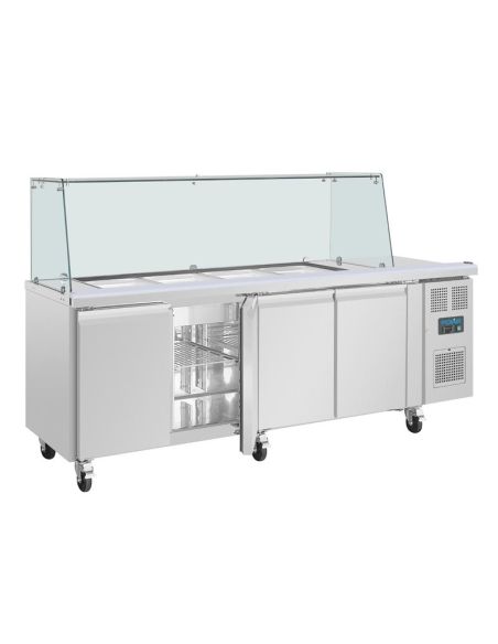 Comptoir à salade GN avec pare-haleine carré Polar Série U 4 portes
