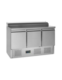 Saladette réfrigérée en inox - 3 portes GN 1/1 et cuve pour bacs GN 1/3 - SS1435