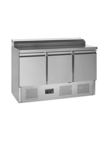 Saladette réfrigérée en inox - 3 portes GN 1/1 et cuve pour bacs GN 1/3 - SS1435