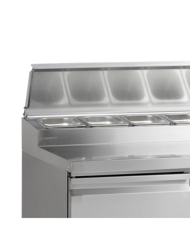 Saladette réfrigérée en inox - 3 portes GN 1/1 et cuve pour bacs GN 1/3 - SS1435