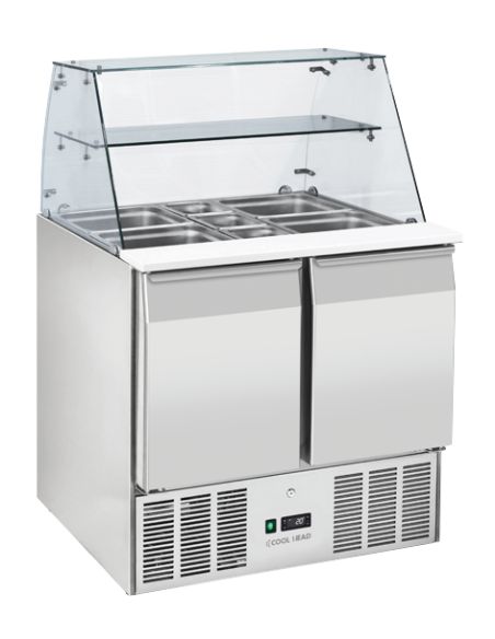 Saladette réfrigérée avec pare-haleine - 2 portes GN 1/1 | COOLHEAD