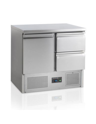 Saladette réfrigérée GN 1/1 avec plan de travail en inox - SA912