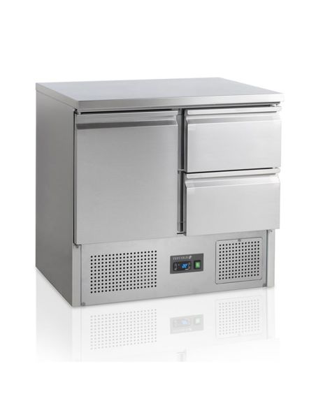 Saladette réfrigérée GN 1/1 avec plan de travail en inox - SA912