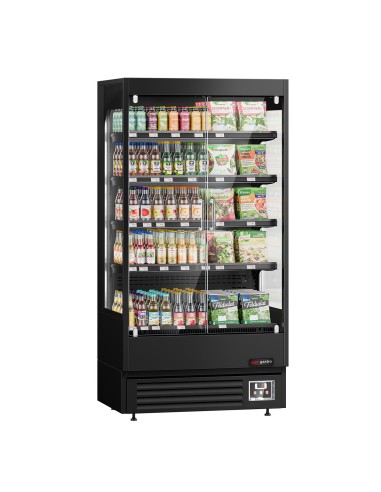 Vitrine murale réfrigérée 2 portes battantes 440 L black
