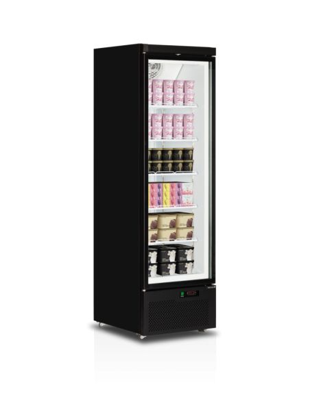 Congélateurs verticaux de vitrine Noir RAL9005 / -18 à -22 °C - 390 L | Atom Maxi F1DB