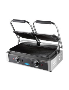 Grill contact - rainuré - plaque de gril double - 2 x 22 cm | Maxima - 09300435