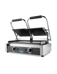 Grill contact - lisse - plaque de gril double - 2 x 22 cm | Maxima - 09300437