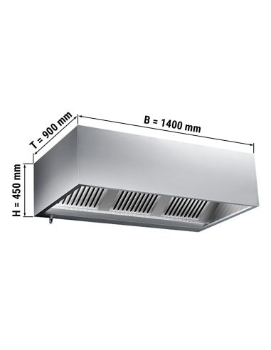 KLP1411-Hottes caisson inox statiques sans moteur - Profondeur 1100 mm