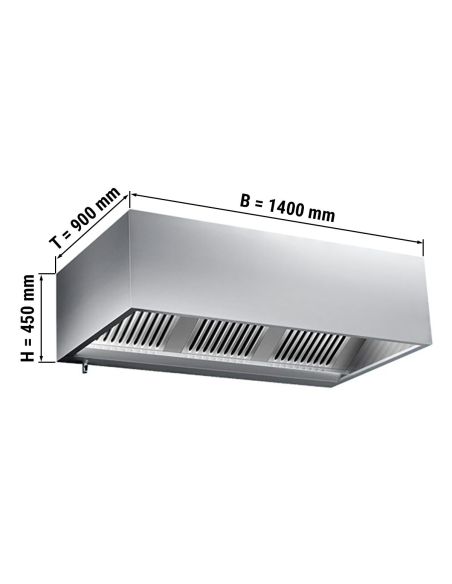KLP1411-Hottes caisson inox statiques sans moteur - Profondeur 1100 mm