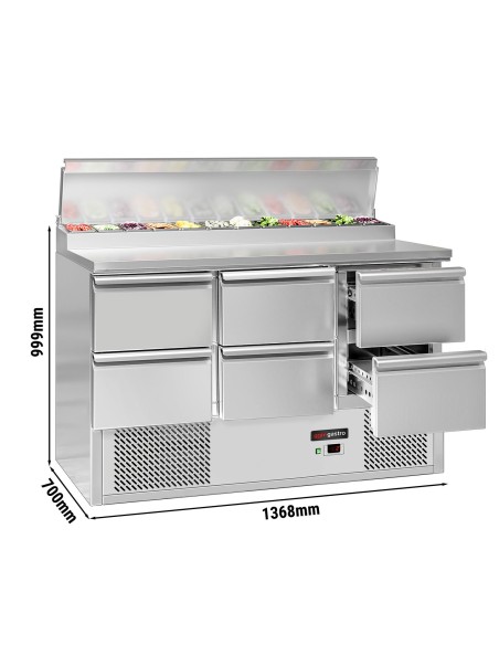 Table de préparation pizza Mini ECO - 6 tiroirs et 8 GN 1/6