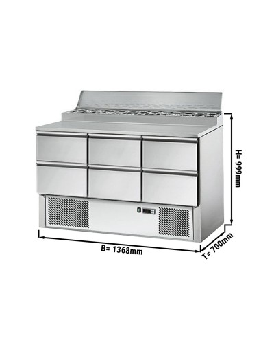 Table de préparation pizza Mini ECO - 6 tiroirs et 8 GN 1/6