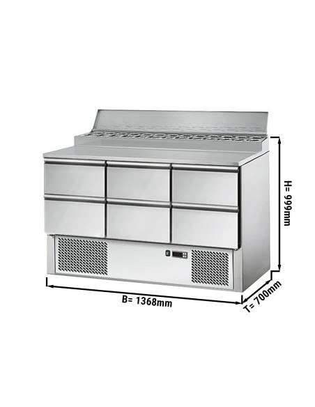 Table de préparation pizza Mini ECO - 6 tiroirs et 8 GN 1/6