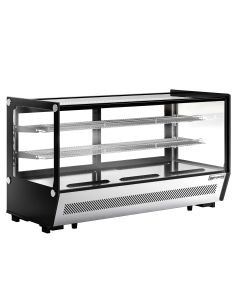 Vitrine réfrigérée à poser noire avec éclairage LED et vitre droite - 200 L