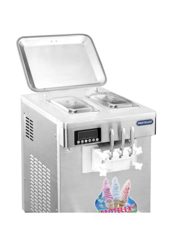 Machine à glace italienne 2400W - 3 manettes, 2 parfums + mix– ICM-908W