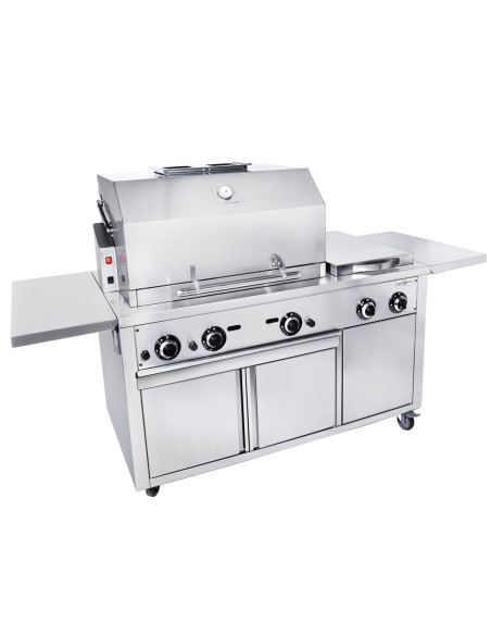 Station de Grill Gaz Professionnelle avec Broche et Cuisinière – Inox AISI 304 - GRSTE3 | GGM