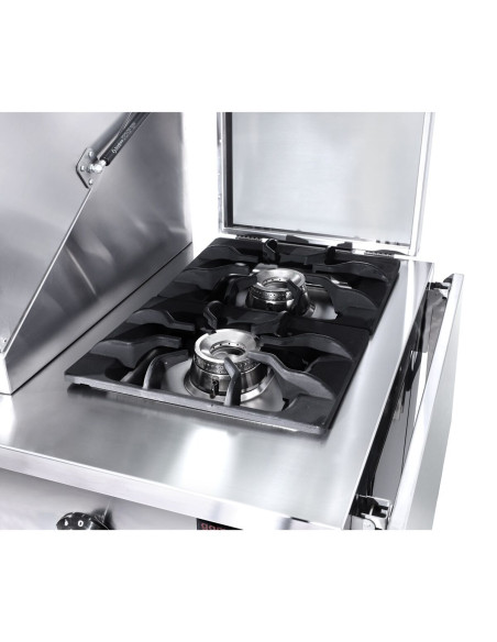 Station de Grill Gaz Professionnelle avec Broche et Cuisinière – Inox AISI 304 - GRSTE3 | GGM