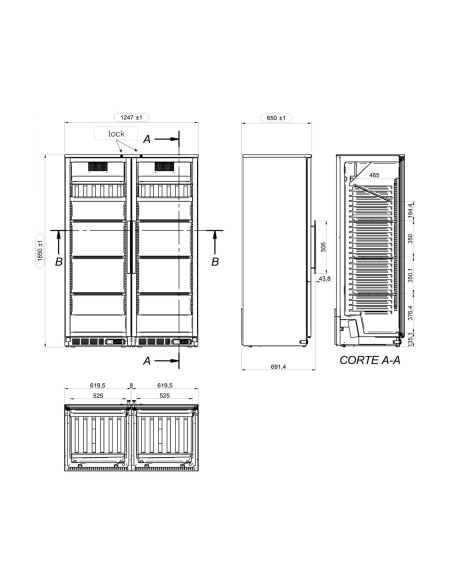 Cave à vin professionnelle multizones vitrée - 144 bouteilles | GGM - WKFA800