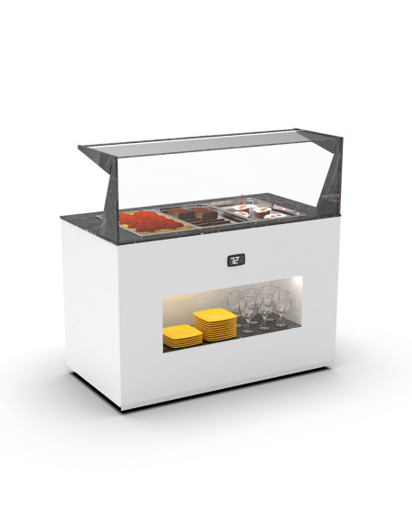 Buffet chaud Bain Marie 3 bacs GN 1/1 Profondeur 65  Sayl - BUB65E