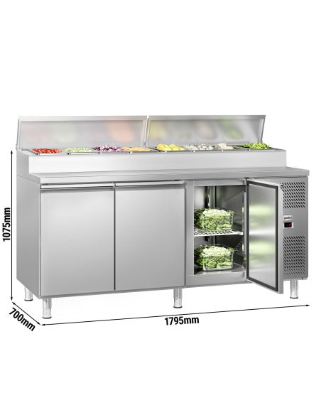Saladette réfrigérée à capot - 3 portes GN 1/1 avec 8 bacs GN 1/3