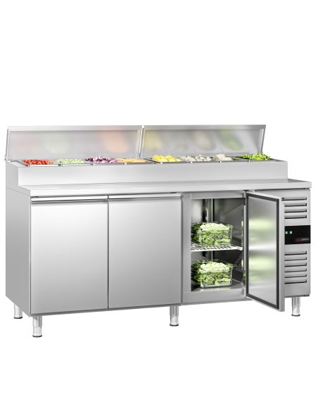 Saladette réfrigérée à capot - 3 portes GN 1/1 avec 8 bacs GN 1/3