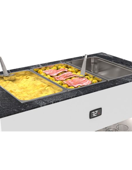 Buffet chaud Bain Marie 3 bacs GN 1/1 Profondeur 150Sayl - BUB150